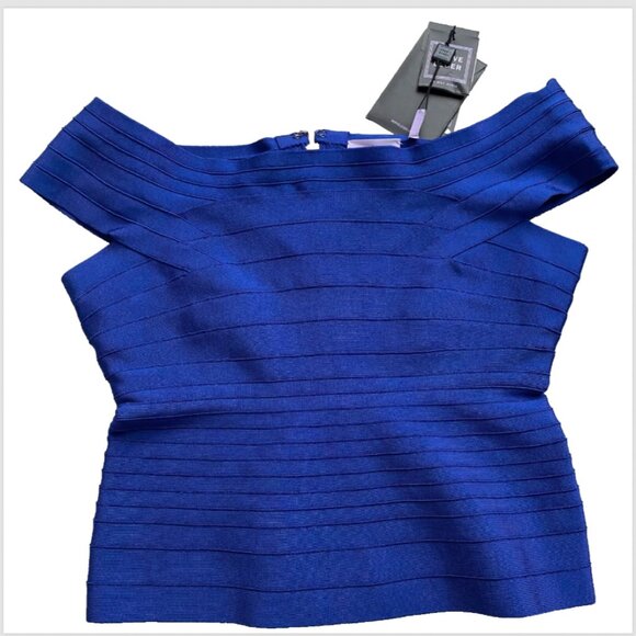 Herve Leger Pamela Bodycon Top, size large, Blue Sapphire . New with tags - Picture 6 of 6